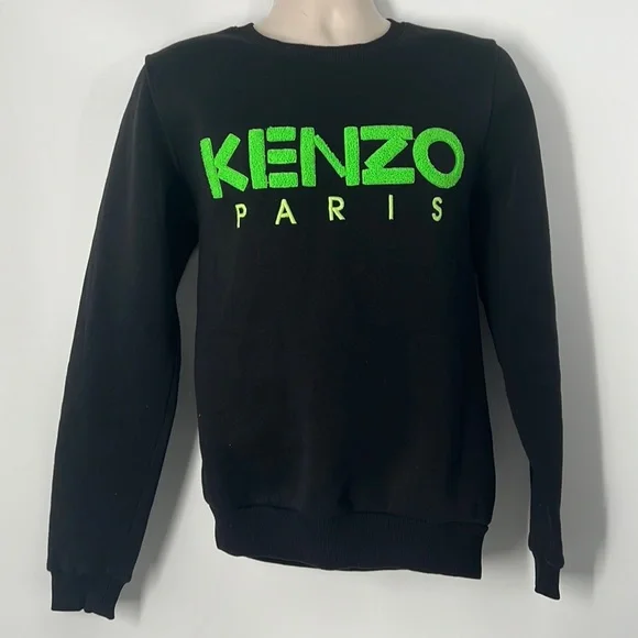 Kenzo Shirts Kenzo Paris Mens Black Green Sweatshirt Pullover